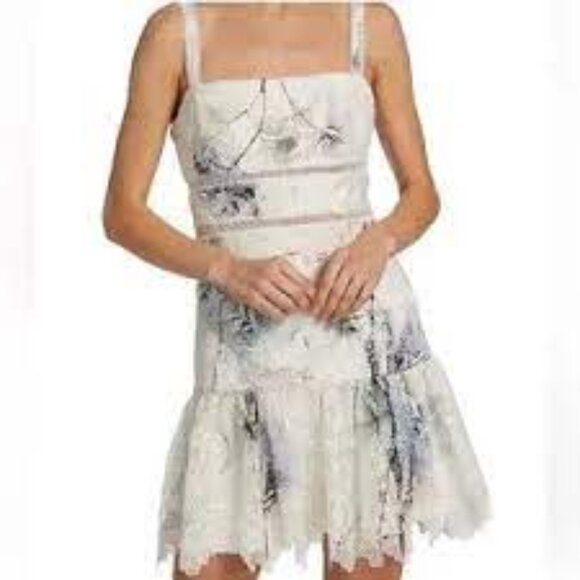 Anthropologie Dresses & Skirts - Monique Lhuillier white lace floral ruffle mini cocktail Anthropologie dress 14